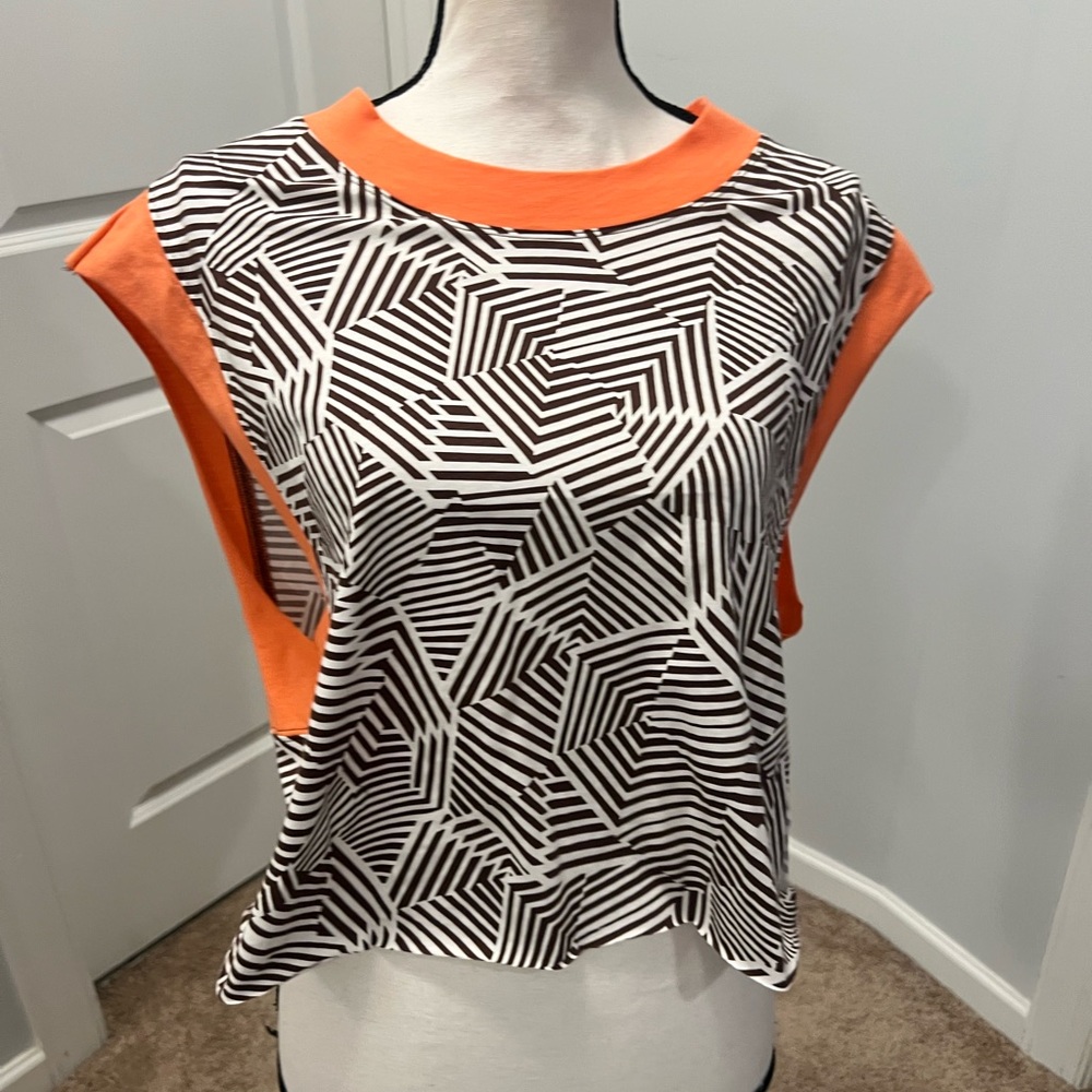 FP Movement Geometric Print Cropped Top Orange Brown XS nwt